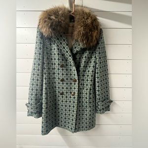 Rare Vintage Juicy Couture Magda Boucle Wool/Fur Coat. Size Medium.
